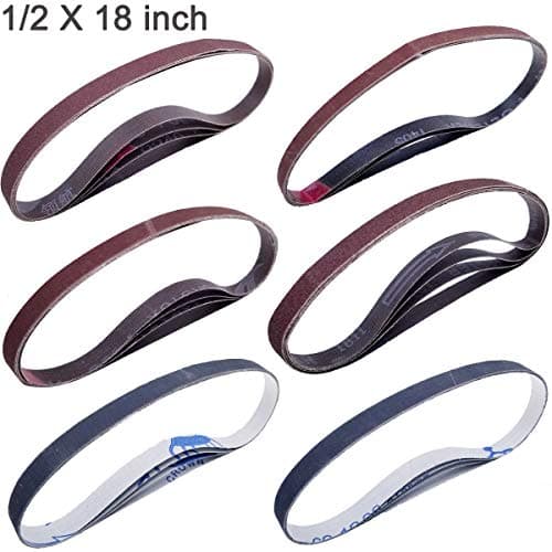 Sackorange 1/2 x 18 Inch Knife Sharpener Sanding Belts,24 Pack Work Sharp Knife & Tool Sharpener with Silicon Carbide & Aluminum Oxide - Each 4 PCS of P120 P240 P400 P600 P1000 P1200 Grits (0.5x18in)