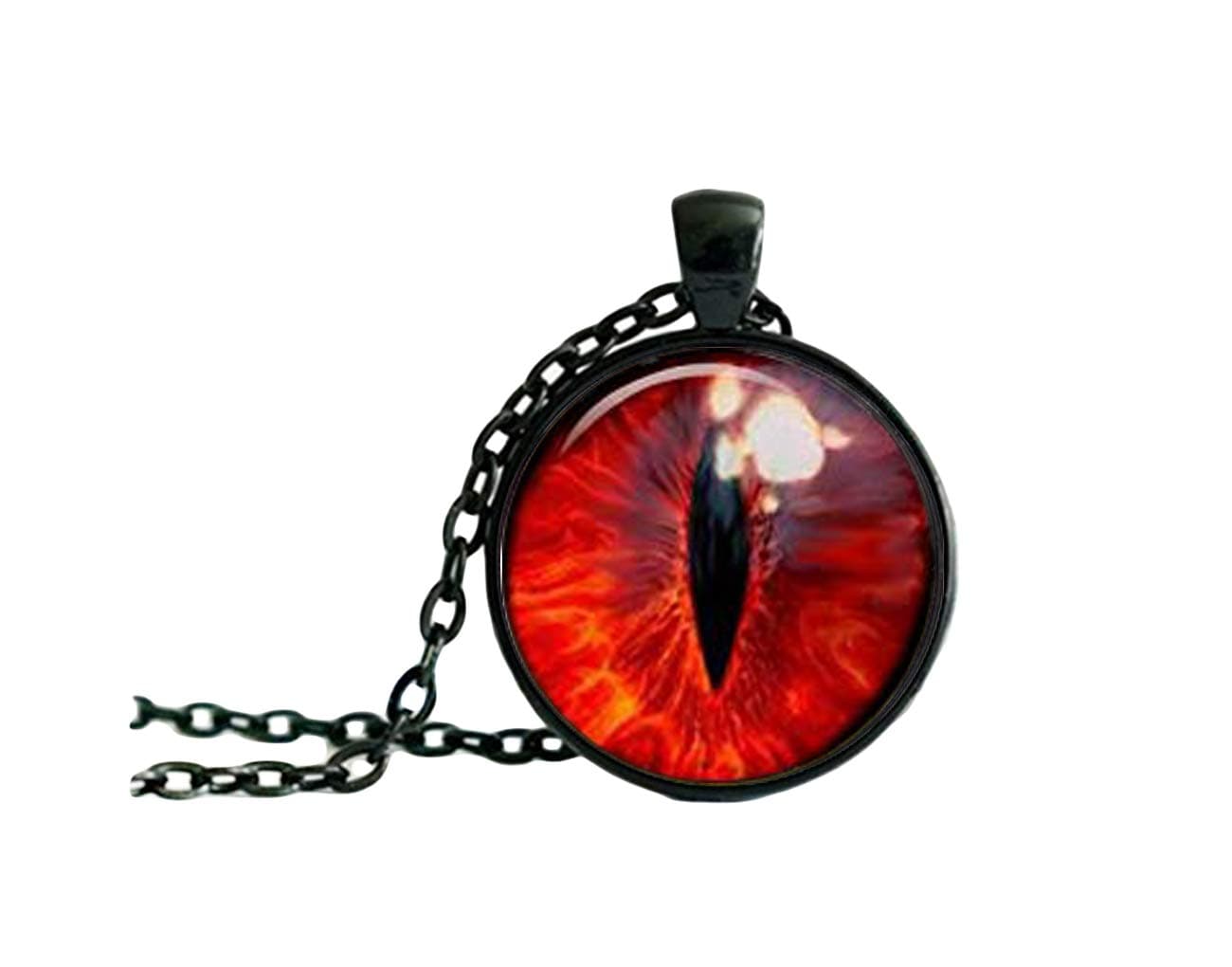 Red Eye of Dragon Pendant Wolf NECKLACE ，Animals Jewelery ，Charm Pendant ，Dome glass jewelry, pure hand-made