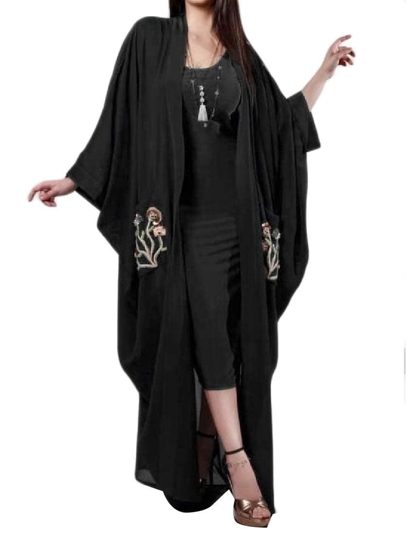 Winwinus Women Dubai Muslim Stylish Arab Embroidered Cardigan Dress Overcoat