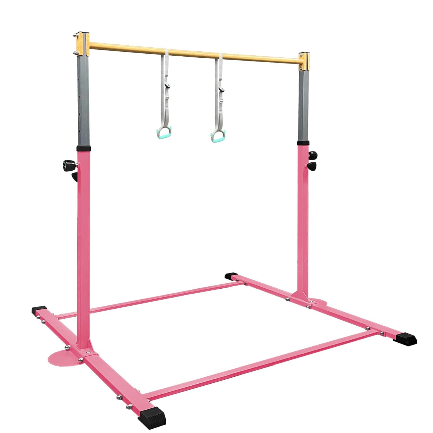 GLANT Gymnastic Kip Bar,Horizontal Bar for Kids Girls Junior,3' to 5' Adjustable Height,Home Gym Equipment,Ideal for Indoor and Home Training,1-4 Levels,300lbs Weight Capacity (Light Pink)