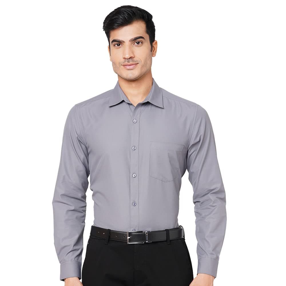 MARKRICH Men's Slim Fit Solid Semi Shirt with Spread Collar & Full Sleeves for Formal & Casual Wear