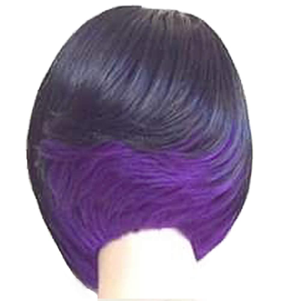 Fleurapance Short Super Natural Women's Bob style BoBo head Fashion Blonde Heat resistant Synthetic As Real Human ladies' Hair Wigs (Black+Purple)