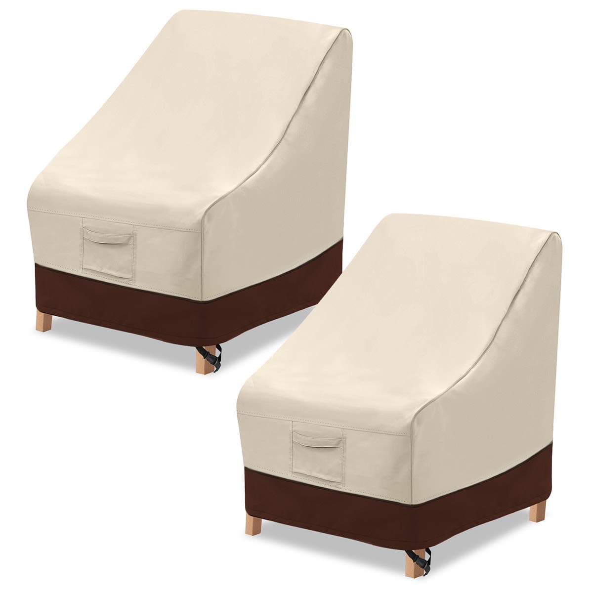 High Back Patio Chair Cover ,Waterproof Outdoor Chair Covers,600D Heavy Duty High-Back Chair Outdoor Patio Furniture Cover - (2 Pack - 35" L x 28W x 35" H , Beige & Brown)