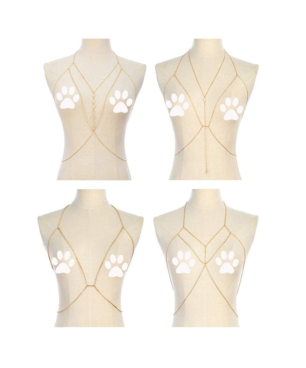 4-8Pcs Sexy Body Chain Belly Waist Chain Necklace Summer Beach Bikini Bra Body Jewelry for Women Gold Tone