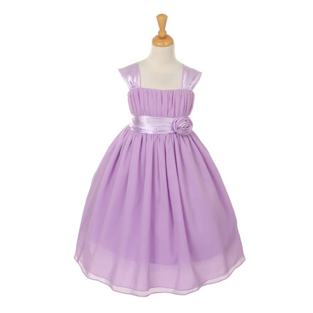 Little Girls Lavender Yoryu Chiffon Satin Flower Girl Easter Dress 4