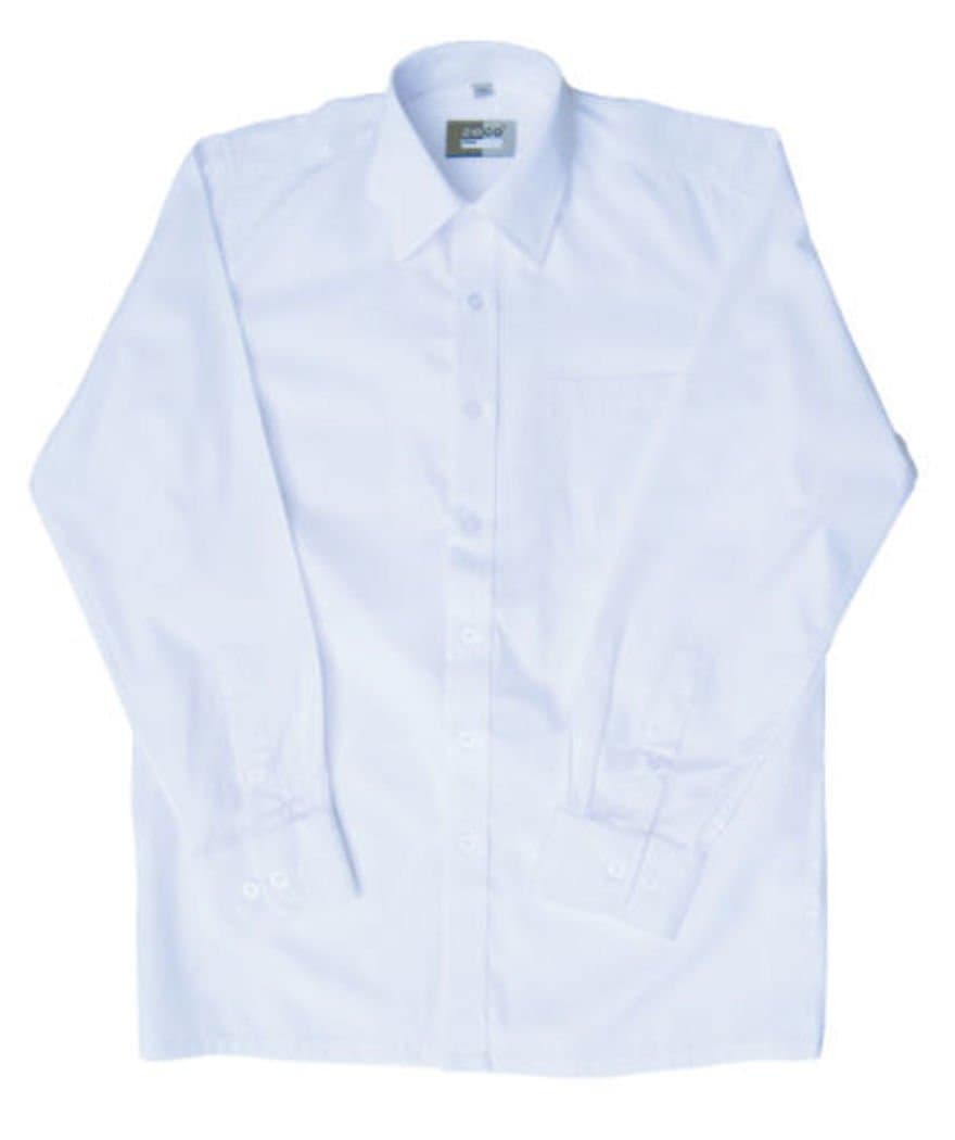 ZECOQuality Easy Iron Boys School Shirt, Long Sleeve, White 14in Collar/Age 13 Generous Cut
