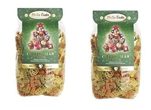 Dalla Costa: "Christmas Pasta" Durum Wheat Semolina Pasta with Tomato and Spinach 17.6 Ounce (500gr) Packages (Pack of 2) [ Italian Import ]