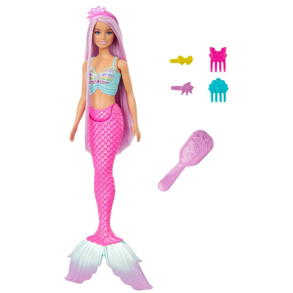 Barbie Mermaid Doll with 7-Inch-Long Fantasy Hair & Accessories for Styling Play