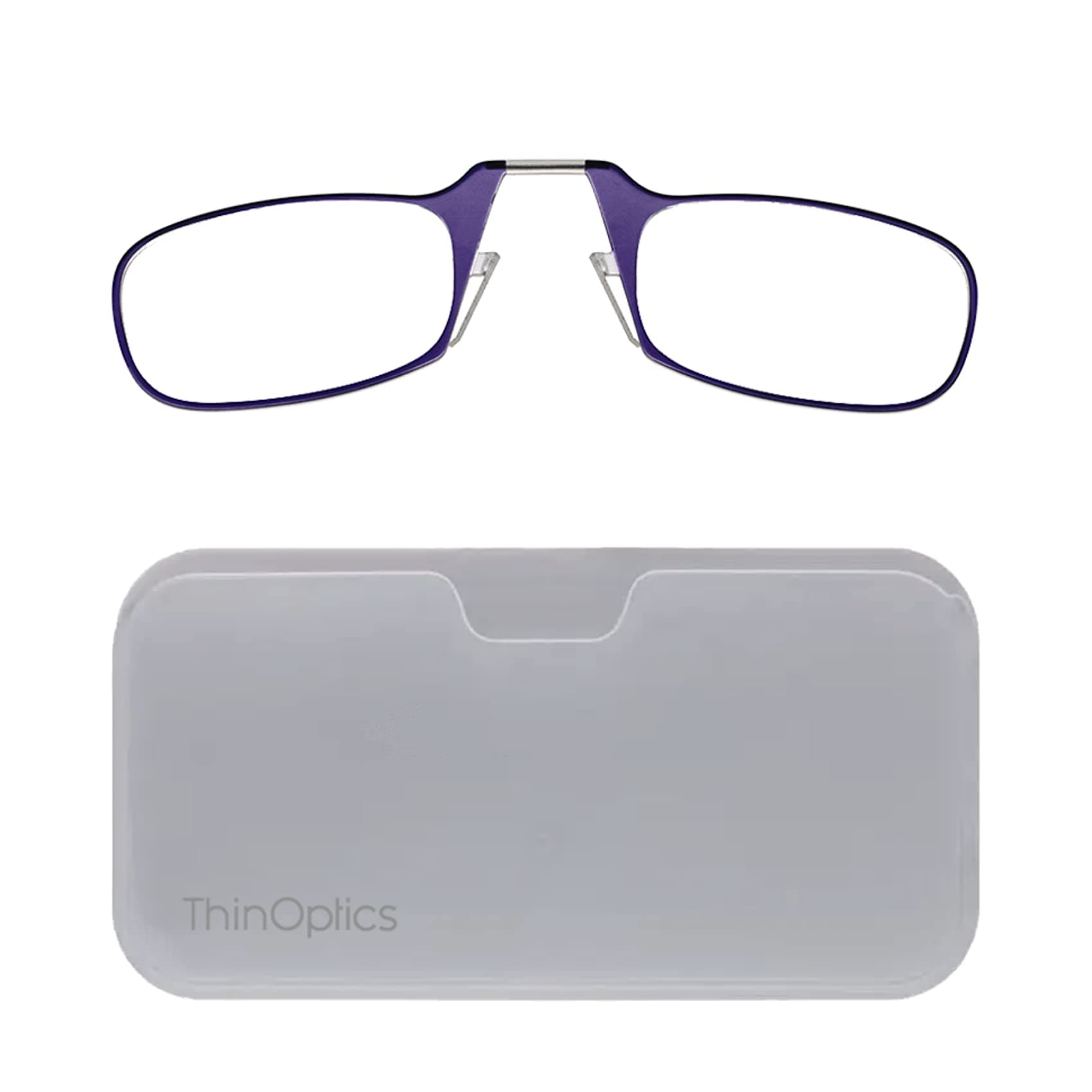 unisex adult Universal Pod Case + Reading Glasses, Purple Frames White Case, 1 x US