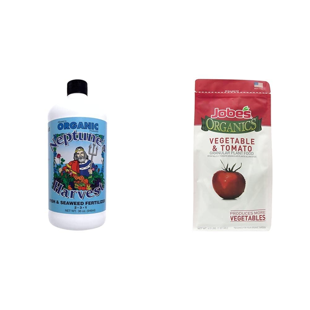 Neptune's HarvestOrganic Fish & Seaweed Fertilizer and Jobe’s Organics Vegetable & Tomato Granular Fertilizer Bundle