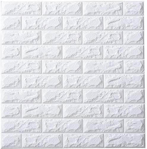 3d Brick Wallpaper, ytat Brick Wallpaper, 3d Brick PE Foam Panels for Bedroom Modern Living Room TV Background Wall Sticker Décor, white