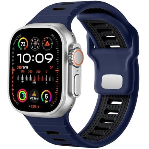 Upeak Sport Band Compatible with Apple Watch Ultra 2 Strap/Ultra 49mm 45mm 44mm 42mm Men, 26mm Adjustable Silicone Loop Replacement Strap for Apple Watch Band/iWatch Series 9 8 7 6 5 4 3 2 1 SE