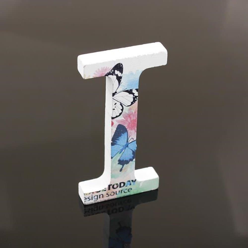 FreeasFlower Painting Decorative Wood Letters, 26 Marquee Alphabet Letters DIY Words Sign for Children Baby Name Girls Bedroom Wedding Birthday Party Home Décor (Letter I)