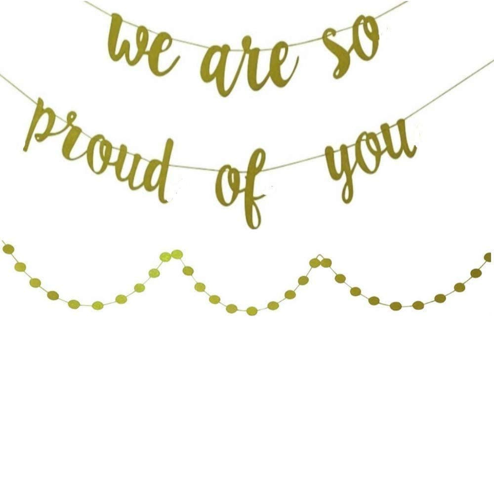 YOFEY1 | Graduation Decorations, Graduation party decorations 2023, Graduation Party Supplies 2023 ,We Are So Proud Of You Banner, With Gold Glittery Circle Dots Garland, Congratulations Banner,Congrats Banner