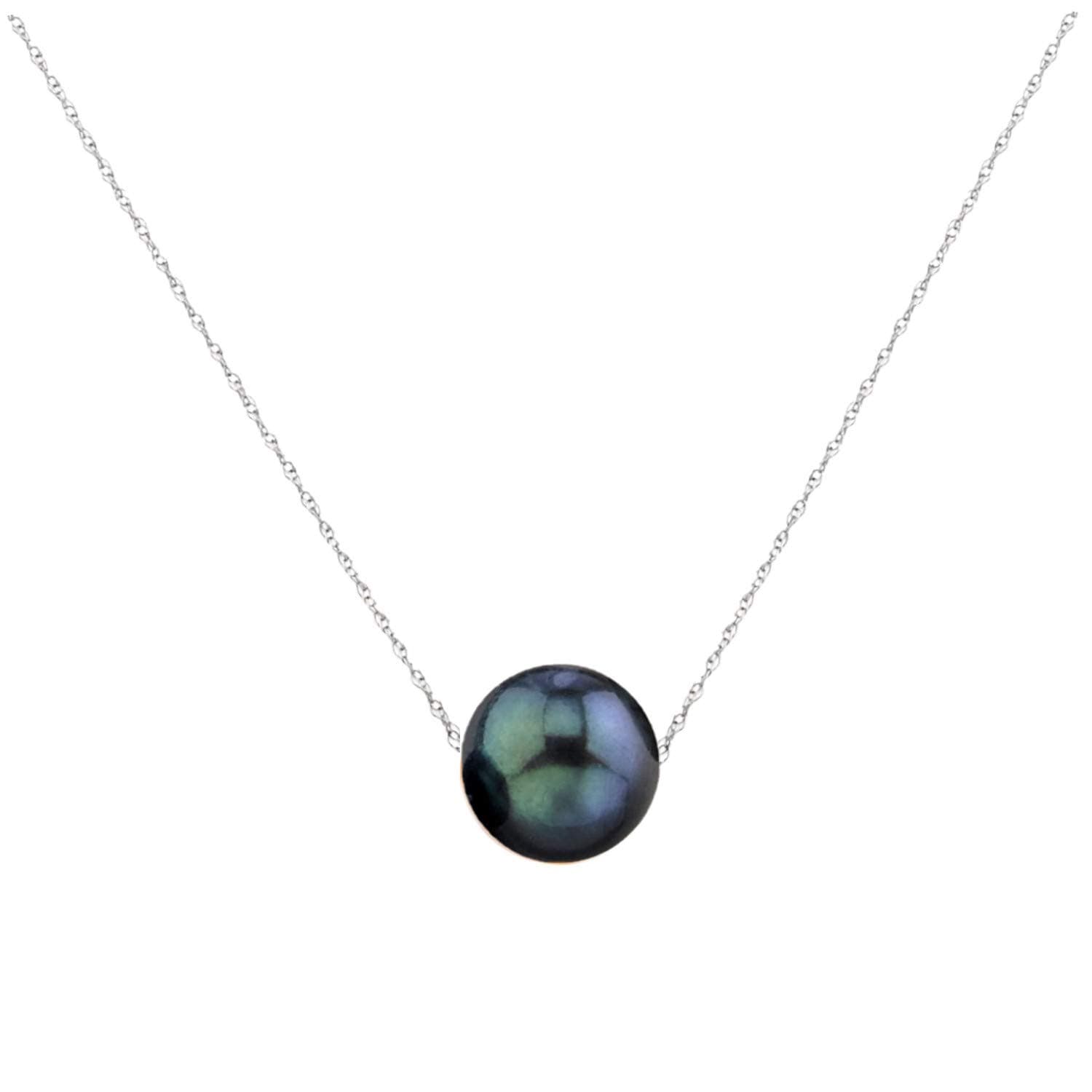Single Floating Pearl Genuine Freshwater Cultured 10-11mm Pendant Necklace for Women 17"