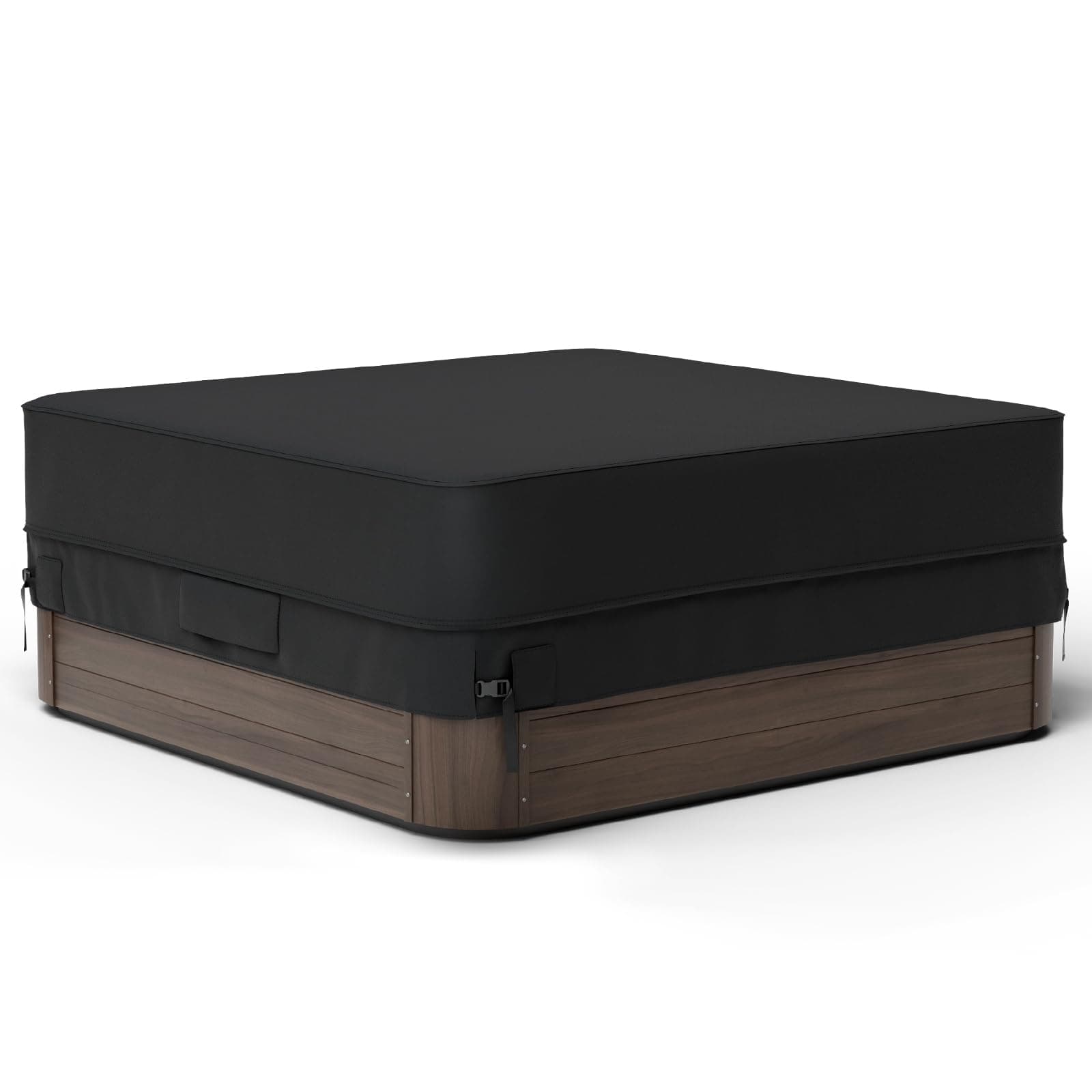 CFFNCH Hot Tub Cover - 600D Polyester Square Hot Tub Covers Waterproof & UV Protection SPA Covers for Hot Tub Outdoor Heavy Duty Cover Protector Hot Tub Covers Replacement (85 x 85 inch,Black)