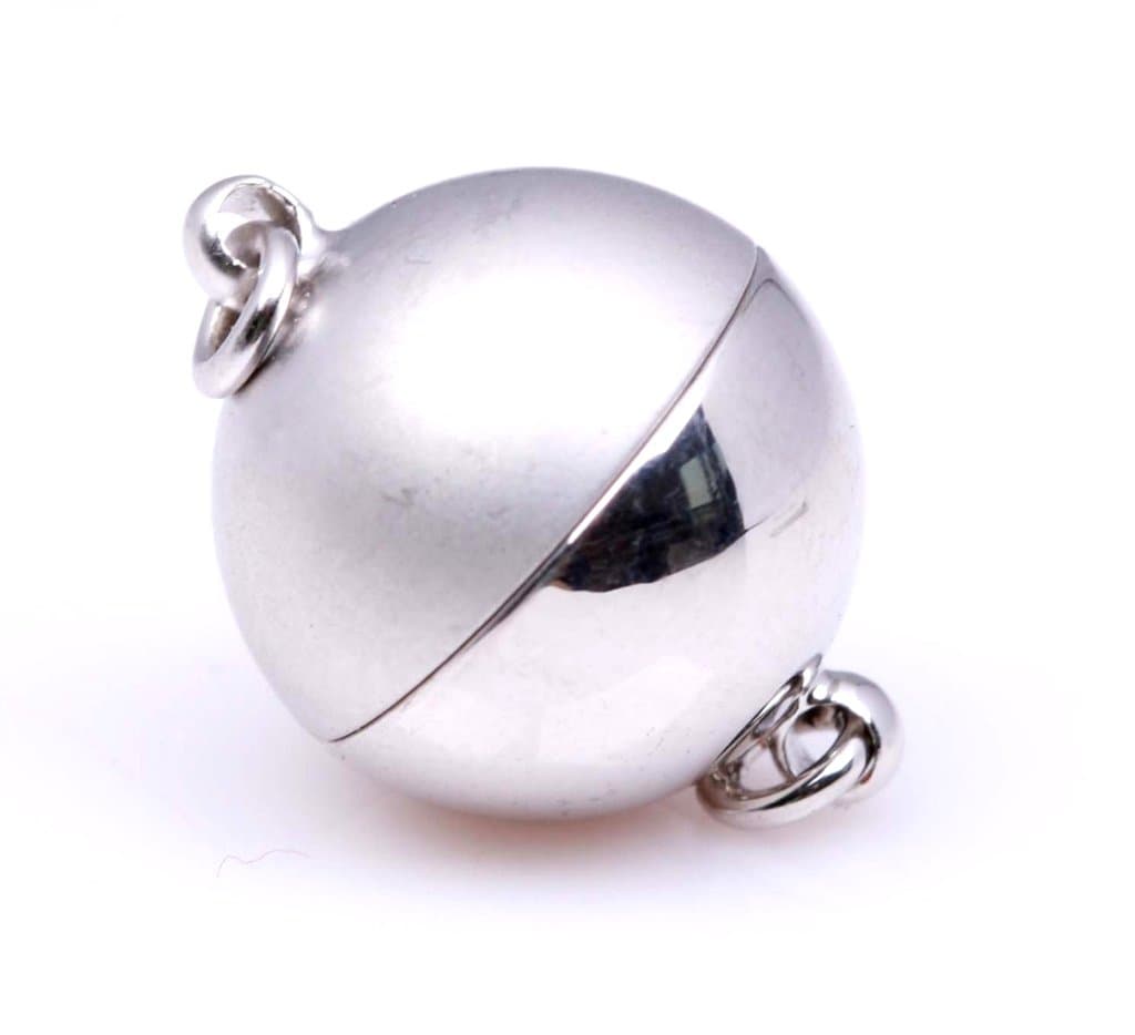 Weston Fine Jewelry 5 PCS - 12mm 18k White Gold Plated Round Magnetic Clasps - Half Matte & Half Shinny