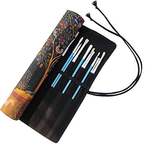 Durable Canvas Artist Brush Holder Draw Pen Watercolor Roll Up Brush Bag Case