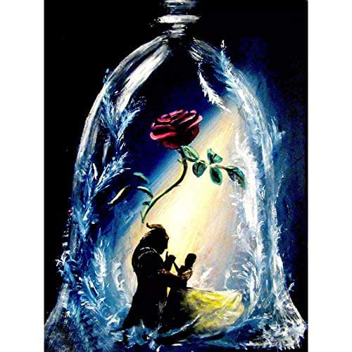 Noiacdo 5D Painting, Beauty and The Beast Diamond Painting Full Drill Rhinestone Pictures of Crystals Embroidery Kits Arts, Crafts & Home Wall Decor 12X16Inch