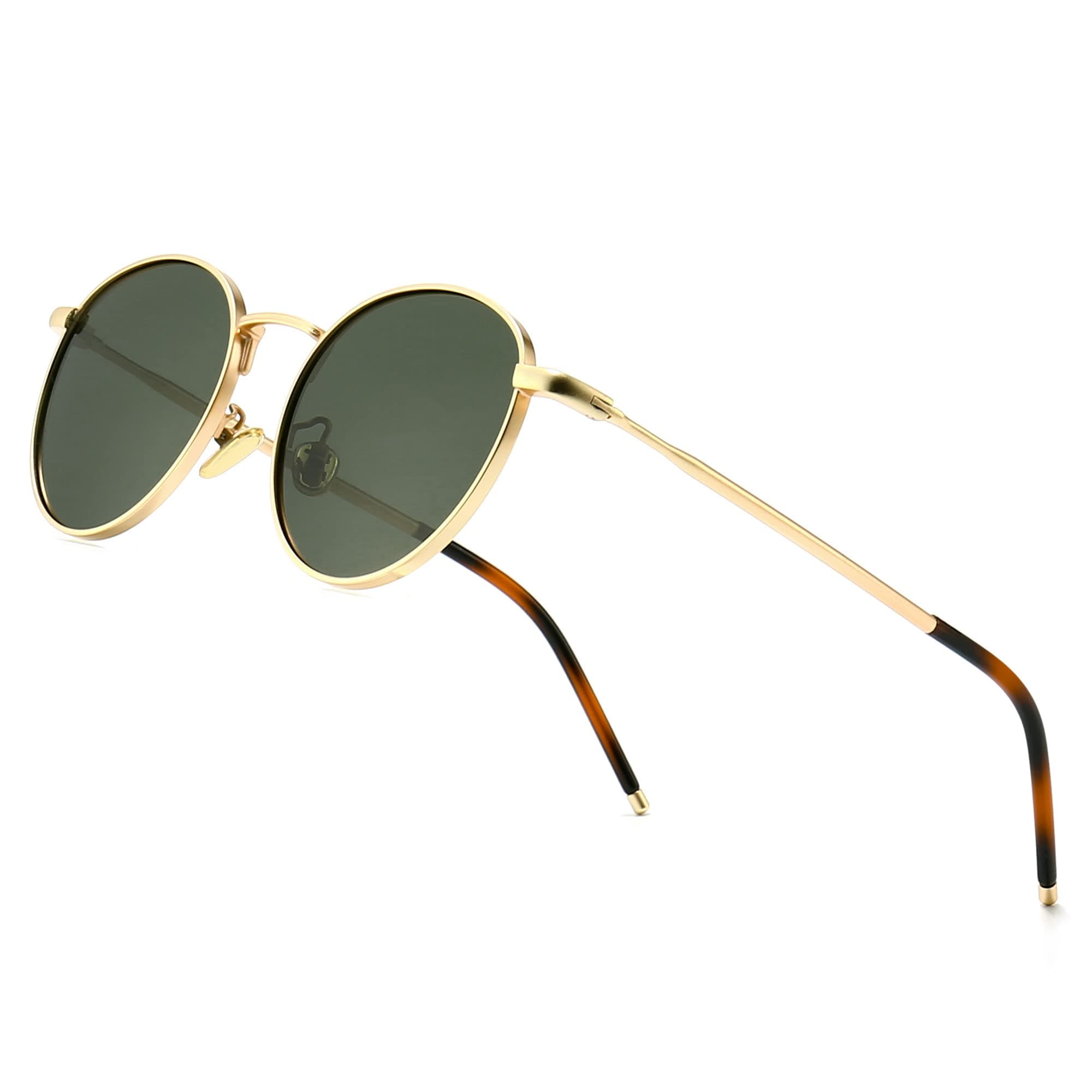 Round Vintage Polarized Sunglasses Classic Retro Metal Frame Sunglasses Circular for Women Men