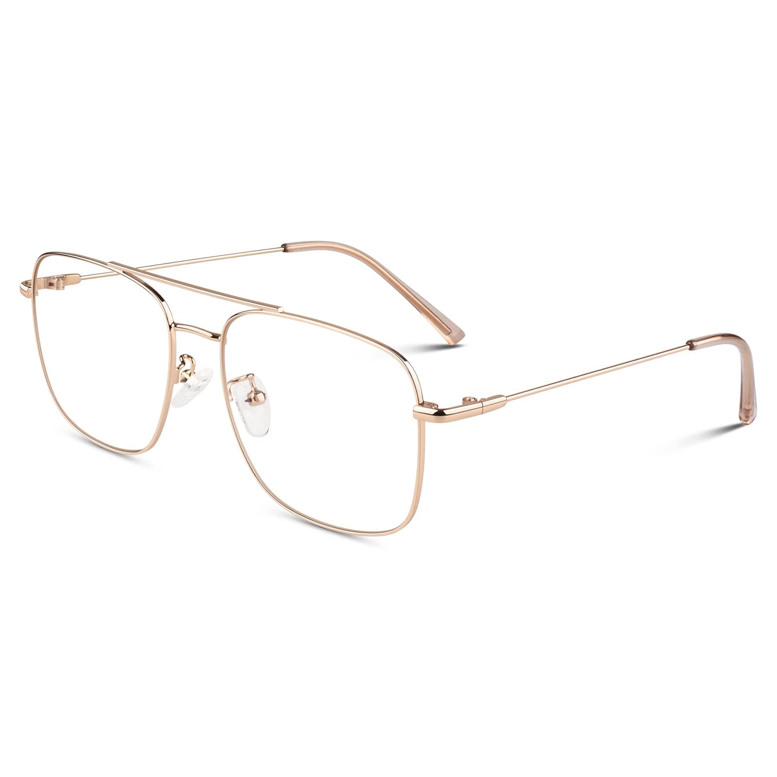 LINVO Fake Glasses Non Prescription Clear Lens Metal Frame Fashion Eyewear for Women Men, Gold Frame | Clear Lens, Medium
