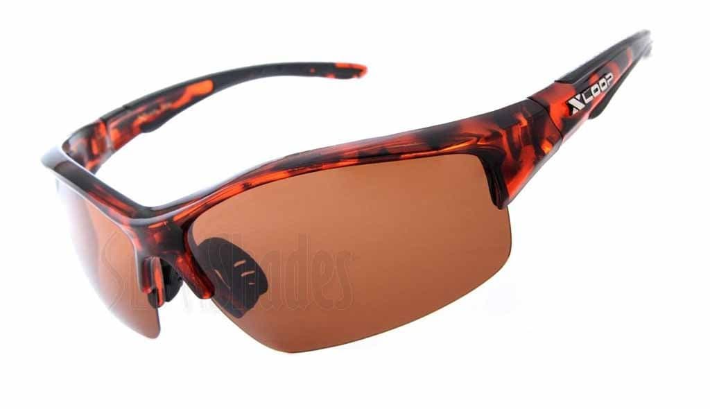 Polarized X-Loop Wrap Sunglasses Mens Sports Cycling Fishing Golfing Glasses-Tortoise with HD Red Lens