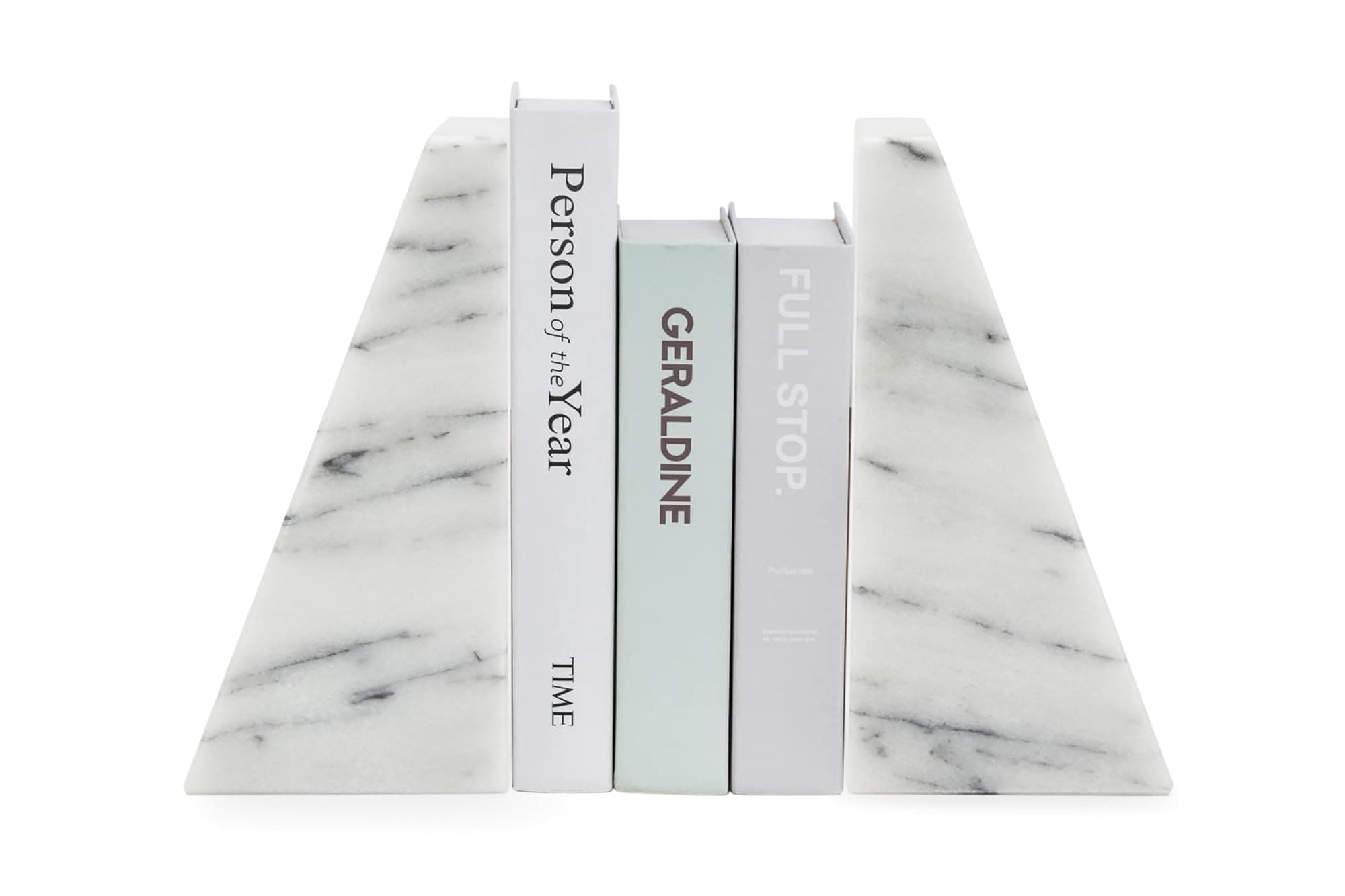Fox Run triangular 100% natural polished white marble bookends 4 x 3 6 inches