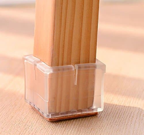 AimtoHome Chair Leg Caps Feet Pads Furniture Table Covers,Square Transparent Silicone Gel-24 Pcs 1-1/8 inch to 1-3/8 inch (3-3.5cm)