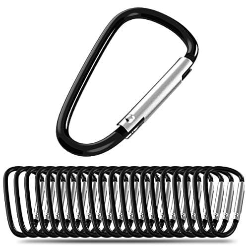 HanleyDepot Aluminum Carabiner Clip, 20-Pack D-Ring Spring Loaded Gate Carabiners Keychain Hook for Camping Hiking Fishing Traveling
