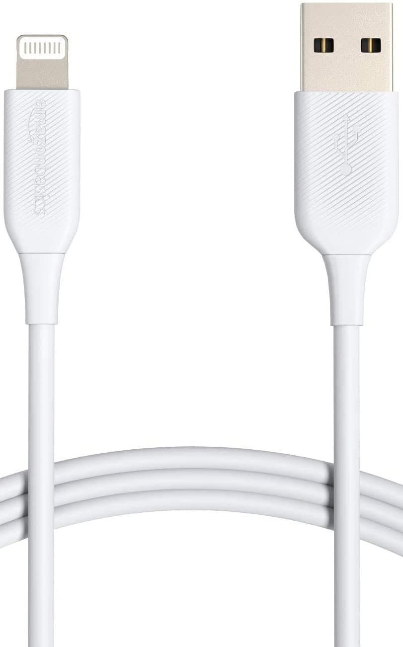 Amazon Basics ABS USB-A to Lightning Cable Cord, MFi Certified Charger for Apple iPhone 14, 13, 12, 11, X, Xs, Pro, Pro Max, Plus, iPad, 91.44 CM, White