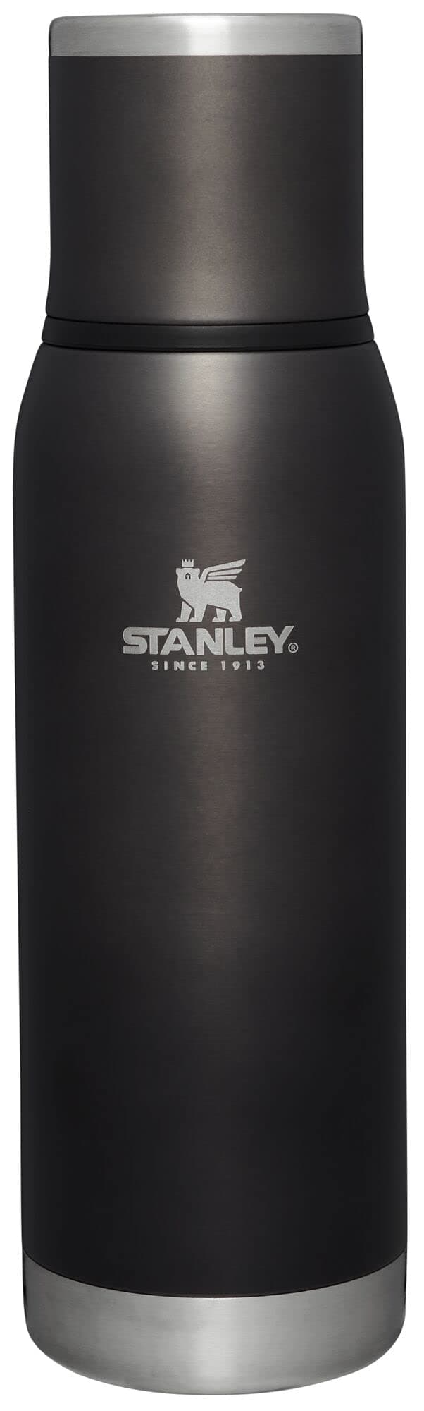 Stanley Adventure-To-Go Vacuum Bottle 25 oz | Wide Mouth with Leakproof Cup Lid | Keep Drinks Hot or Cold | Packable for Travel | Insulated Stainless Steel Thermal Bottle | BPA-Free | Charcoal Glow