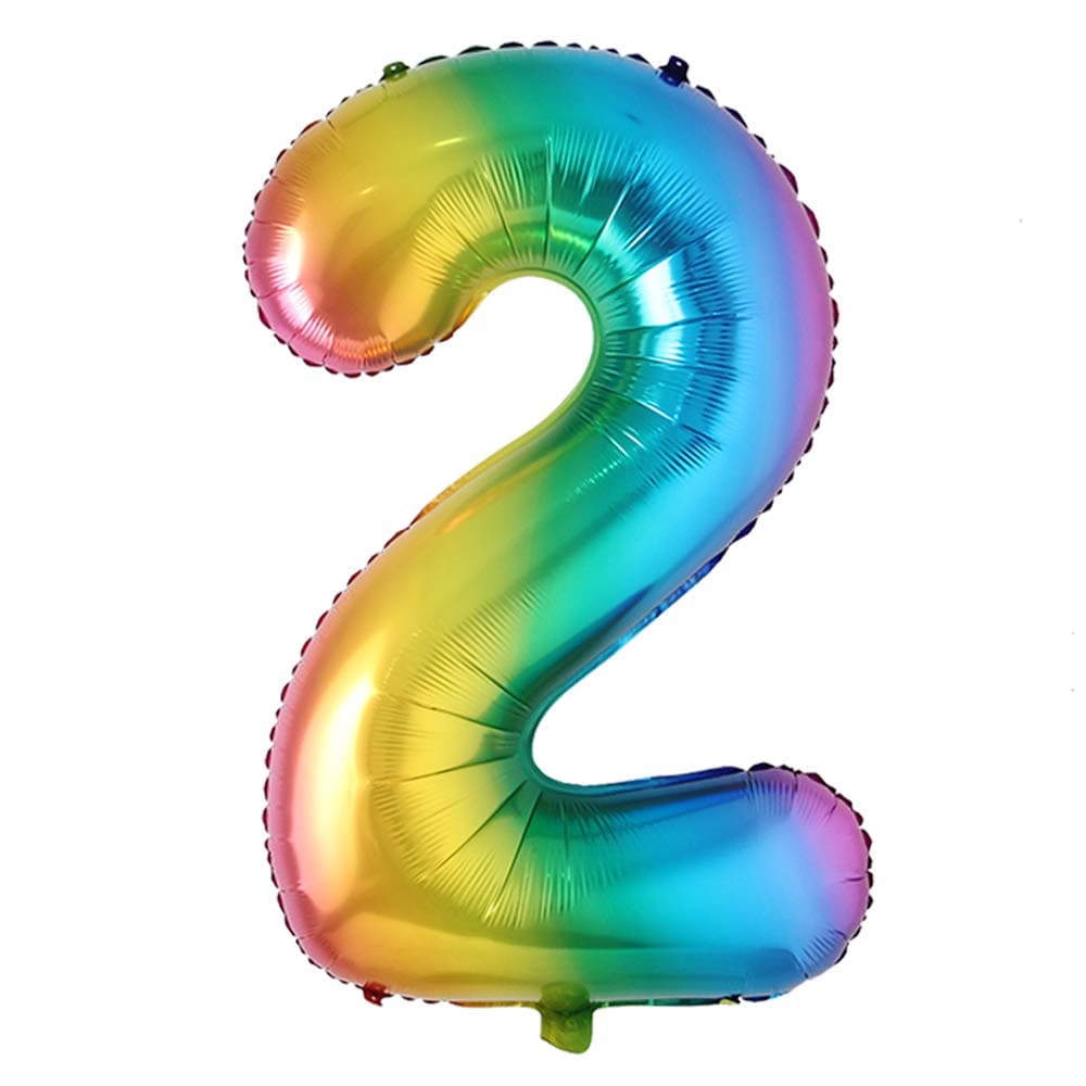 40inch Big rainbow Foil Birthday Balloon Helium Number Balloons Happy Birthday Party Decorations Kids Figures Wedding Air ball (40 inch Color 2)