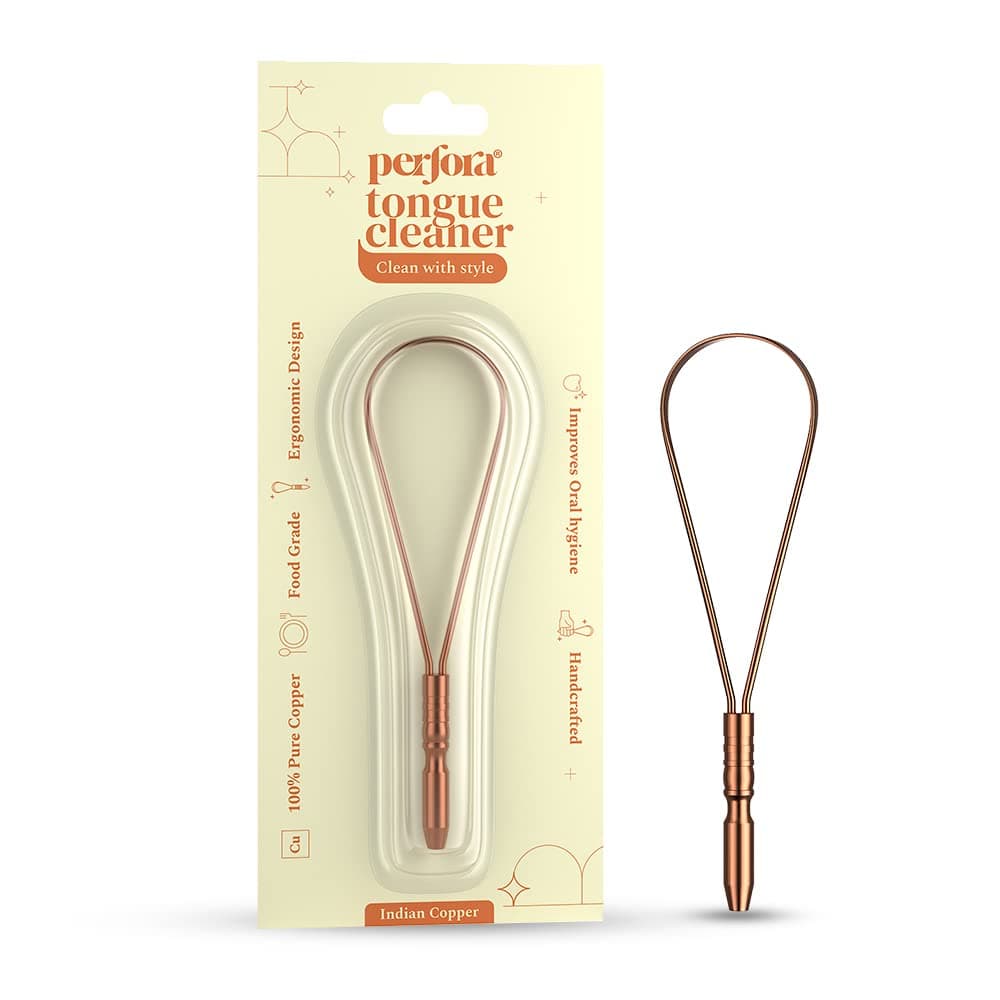 Perfora Copper Tongue Cleaner for Men and Women | 100% Pure Indian Copper Tongue Scraper to Prevent Bad Breath