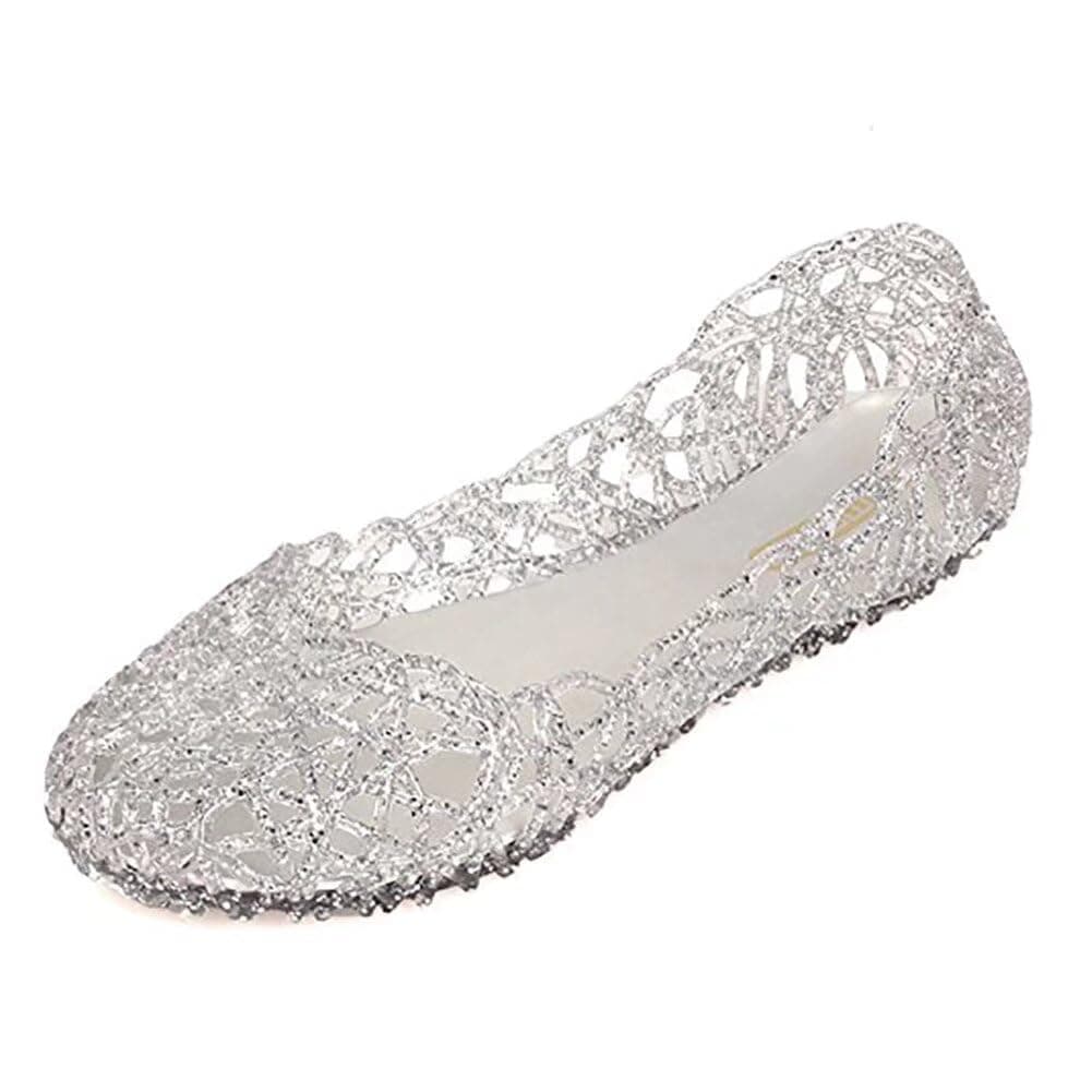 Women's Jelly Sandals Ballet Shoes Slip On Flats Hollow Out Loafers
