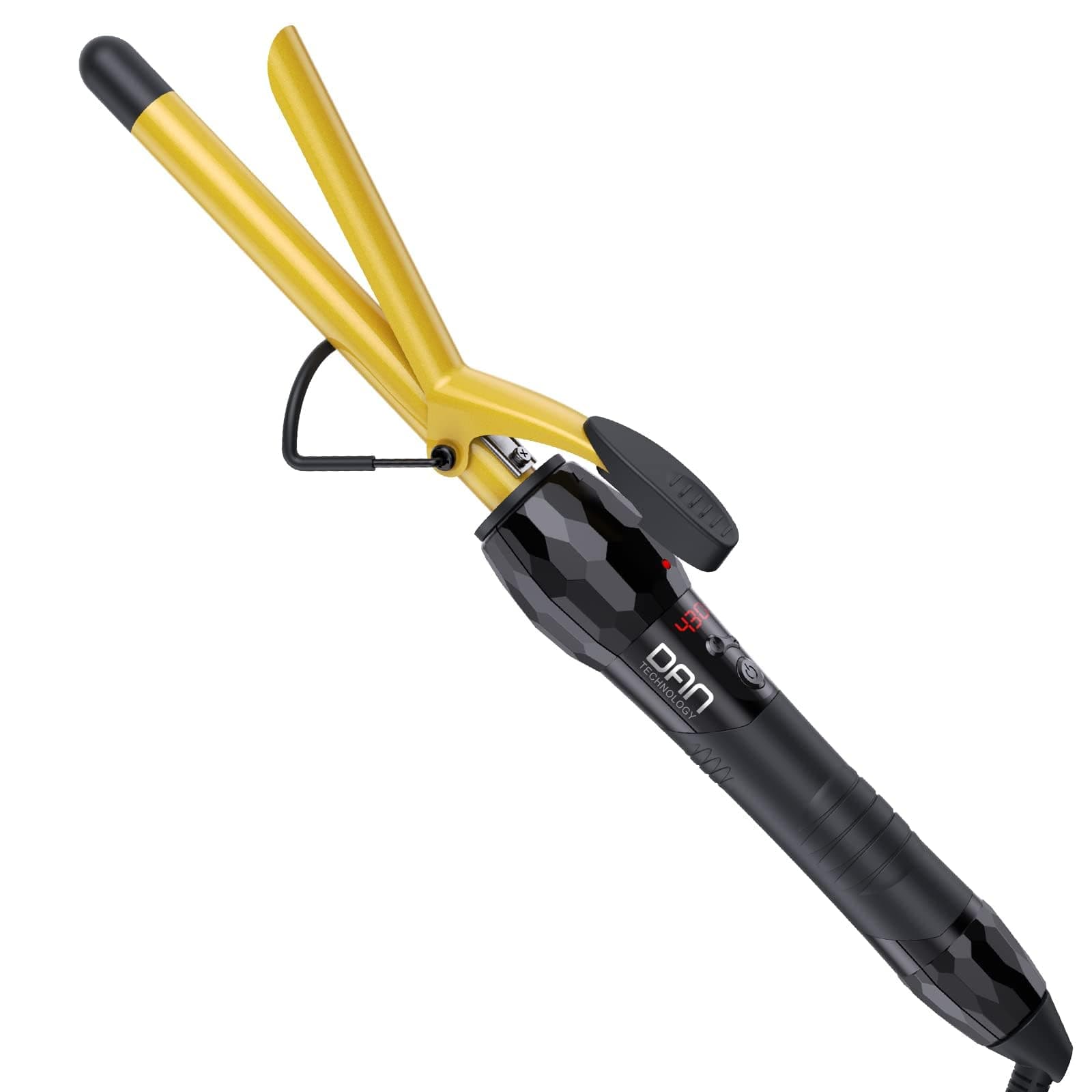 5/8 Inch Curling Iron Wand, Tourmaline Ceramic Hair Curler with LCD Display (180°F–430°F), Fast Heating, Dual Voltage, Auto Shut-Off, Black & Gold