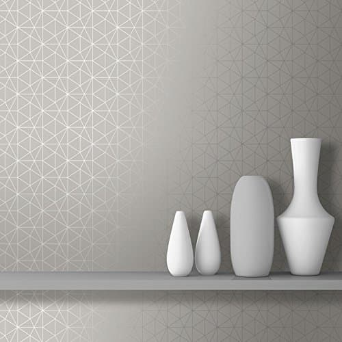 Metro Prism Geometric Metallic Contemporary Modern Triangle Wallpaper Lounges Livingroom Bedroom - Grey Silver and Silver - WOW006 World of Wallpaper