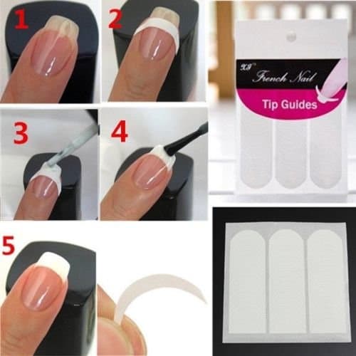 LAUREN STORE, 3 Pack Nail Art White French Manicure Guide"C" Tips Manicure Stickers Stencils