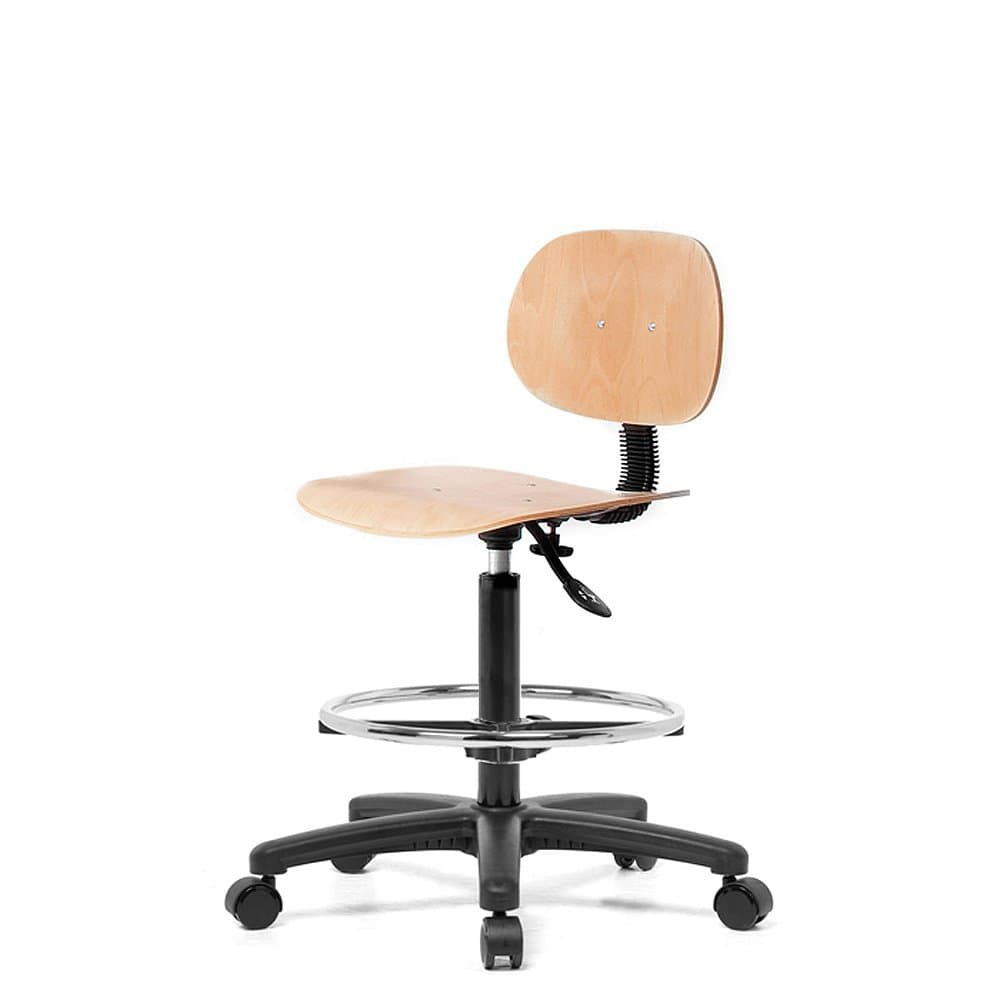 Top Medical Wood Drafting Chair with Chrome Footring 21"- 28"