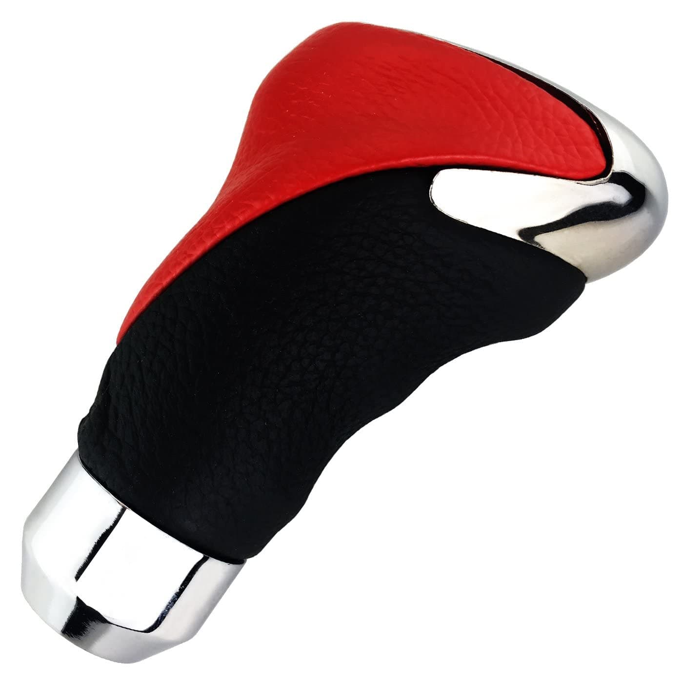Lunsom Leather Gear Shift Knob, Type-R Gear Shifter Head Handle Lever Metal Shift Knob Fit Most Transmission Automatic Manual Vehicle (Black & Red)