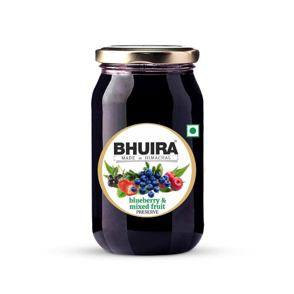 Blueberry and Mixed Fruit Preserve - 240g | All Natural Jam - No Added Preservatives, Artificial Colours | Handmade Himachal Vegan Spread | Breakfast Toast Dessert | Guilt-Free