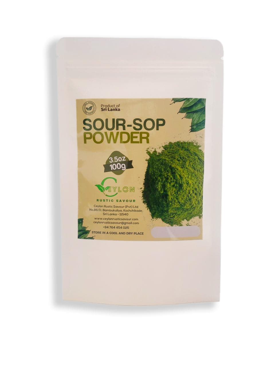 Soursop 3.5 oz Soursop Powder Graviola Leaf Powder (100g) De Guanabana En Polvo, Delicious Fresh Tea | from Ceylon Wildcrafted Quality, 100% Natural and Pure from Graviola Leaves,