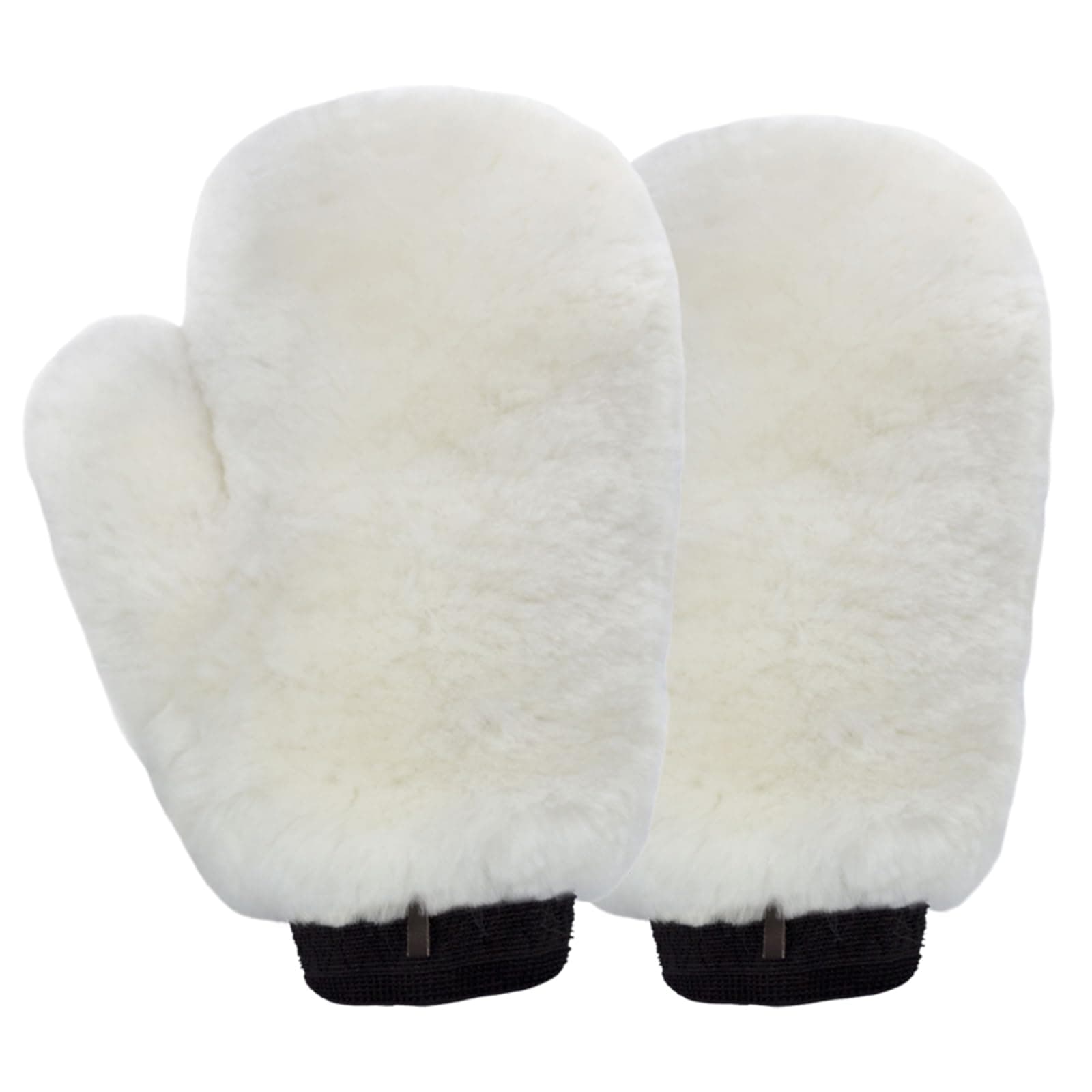 Gracefur Ultra-Soft Sheepskin Horse Grooming Mitts for Tack, Saddle & Boot Cleaning - Perfect Gloves for Tack & Horse Care (White)