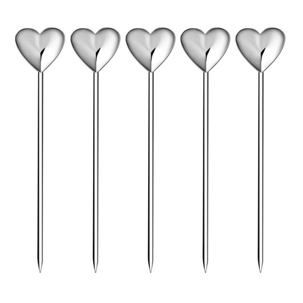 BUYBUYMALL Stainless Steel Cocktail Picks Decoration Fruit Sticks (Heart Shape)