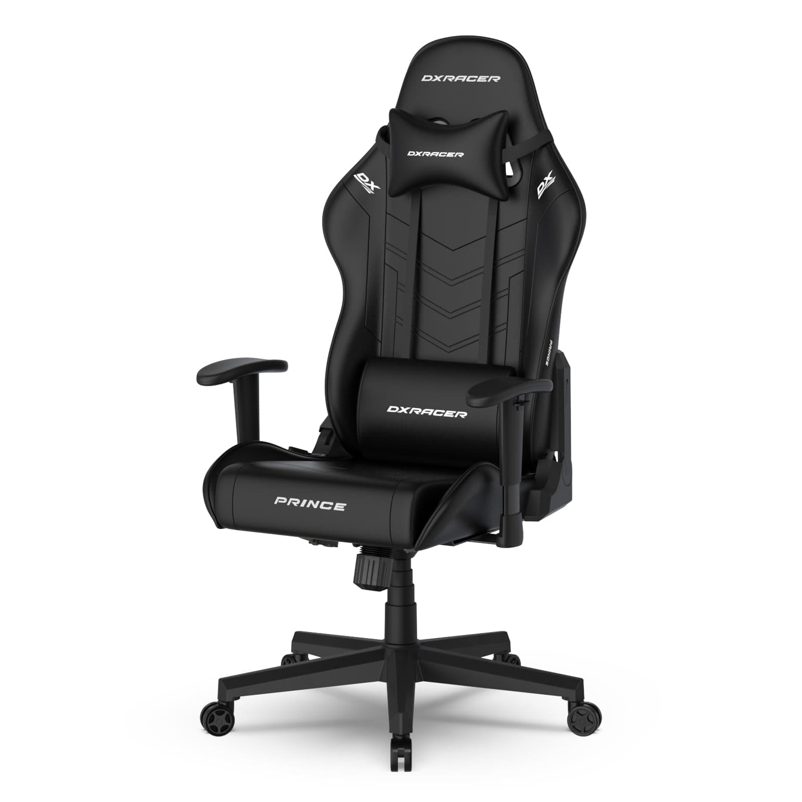 P Series Gaming Chair, Premium PVC Leather Racing Style Office Computer Seat Recliner with Ergonomic Headrest and Lumbar Support, Standard, Black (New)