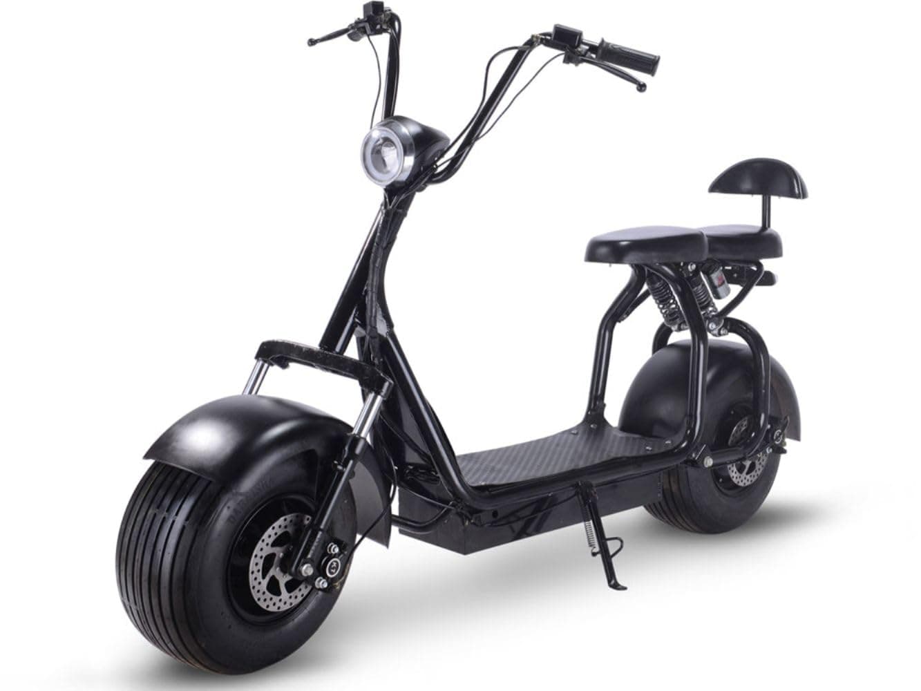 Fat Tire Electric Scooter Adult Citycoco with 2 Seat Power Scooter 60V 1000W E-Bike WERCS Battery Certificate,Key Start and Power Display (Dark Black)
