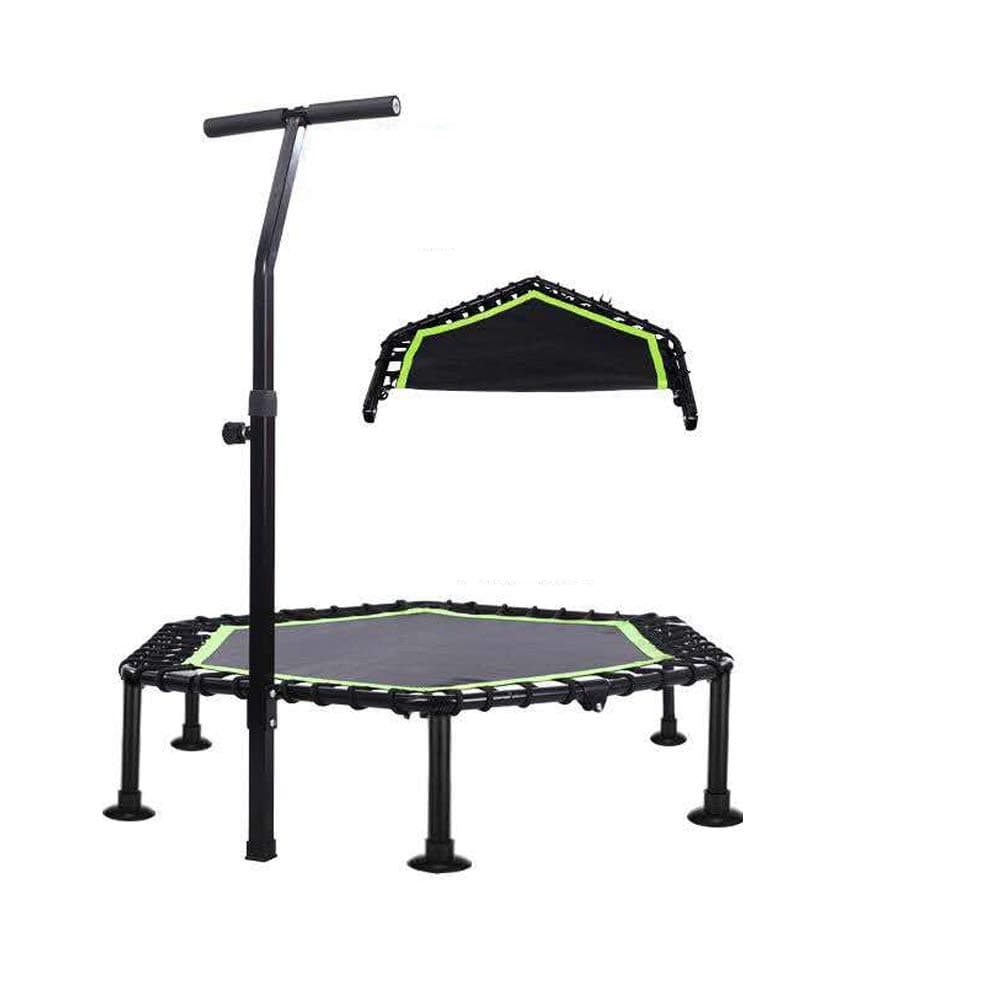 45-inch Foldable Ultra-quiet Fitness Mini Trampoline, Adjustable Handles, Adult Indoor Fitness/Home Exercise Aerobics for Indoor/Outdoor (green)