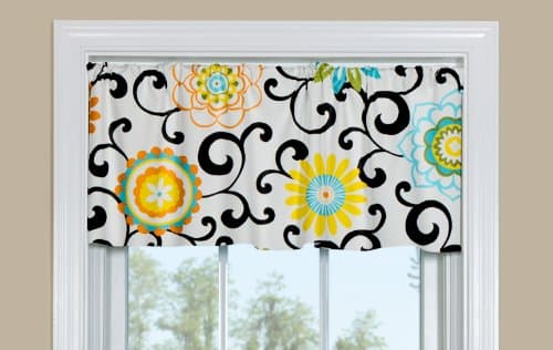 Kitchen Window Valance - Pom Pom Play Confetti Floral - 50-Inch by 14-Inch