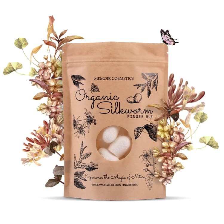 Organic Silkworm Finger Rub - Facial Cleanser, Blackhead & Acne Scar Removal, Anti-Ageing, Wrinkle Removal Beauty Scrub. Use daily to achieve Healthy Glowing Skin