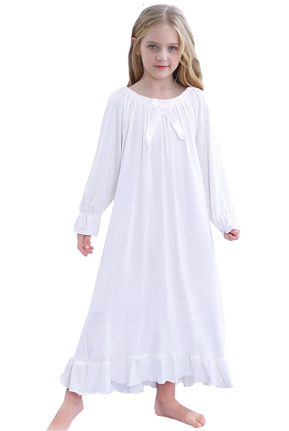 PUFSUNJJKids Girls Soft Cotton Nightgown Sleepwear Dress Toddler 3-12 Years