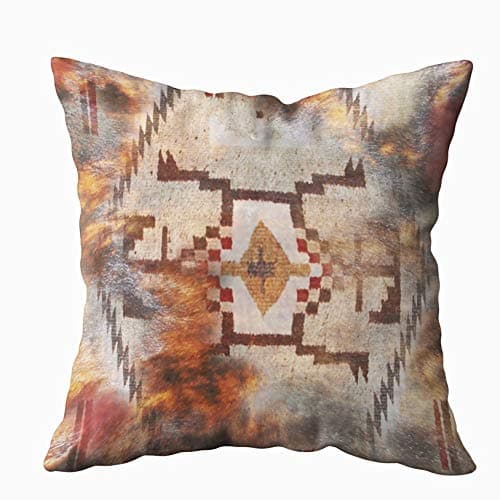 TOMWISH Throw Pillow Covers, Hidden Zippered 16X16Inch Native American Cowhide Print 508 Decorative Throw Cotton Pillow Case Cushion Cover for Home Decor